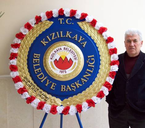 BELED�YE KABARTMA �ELENK AMBLEM �EVRES� YAPRAKLI ���EKL� KIZILKAYA