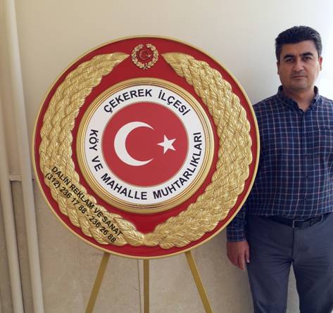 F�BERGLAS K�Y VE MAHALLE MUHTARLIKLARI �ELENK KIRMIZI �ST TARAFI PR�N� MOT�FL�