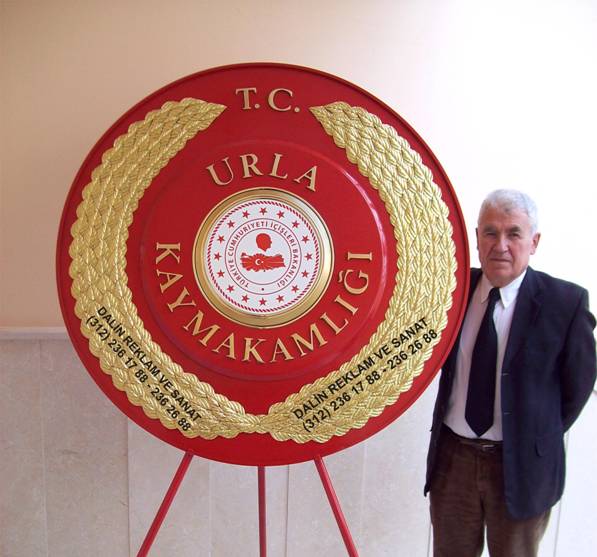kaymakamlik �elengi yeni i�i�leri bakanl��� amblemli 120 cm �ap�nda kabartma