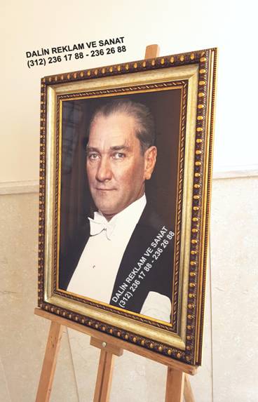 MAKAM ODASI ATAT�RK RESM� TABLOSU �ER�EVE MODEL�  DL 8083 YAN G�R�N�M