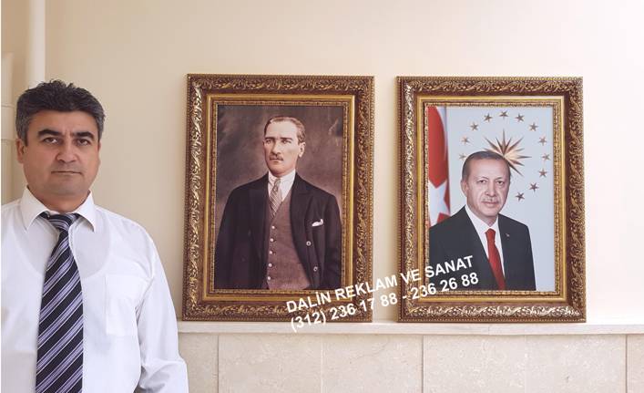 ATAT�RK VE CUMHURBA�KANI RECEP TAYY�P ERDO�AN MAKAM ODASI RESM� TABLOSU  �ER�EVE MODEL� DL 9302