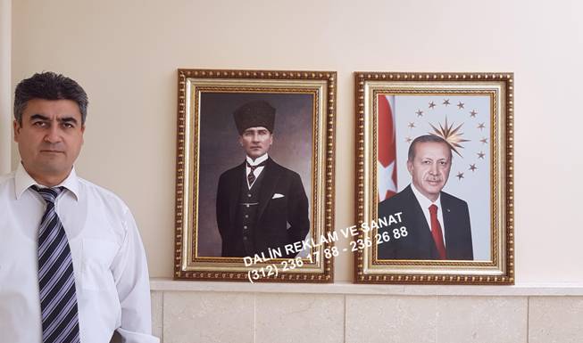 ATAT�RK ve RECEP TAYY�P ERDO�ANMAKAM ODASI RESM� TABLOSU �ER�EVE MODEL� DL 8083